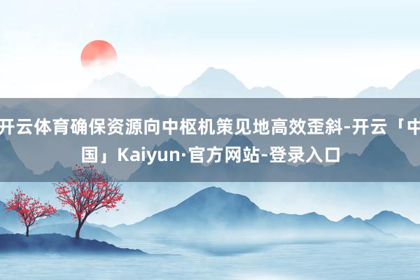 开云体育确保资源向中枢机策见地高效歪斜-开云「中国」Kaiyun·官方网站-登录入口