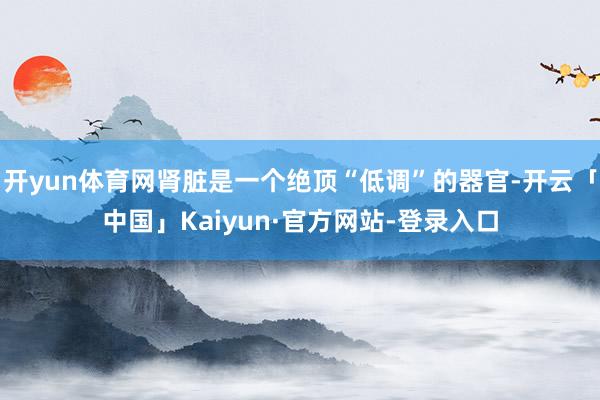 开yun体育网肾脏是一个绝顶“低调”的器官-开云「中国」Kaiyun·官方网站-登录入口
